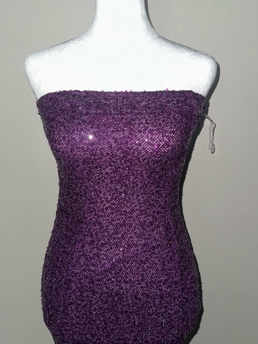 Oh Polly Strapless Sequin Purple Bodycon Dress